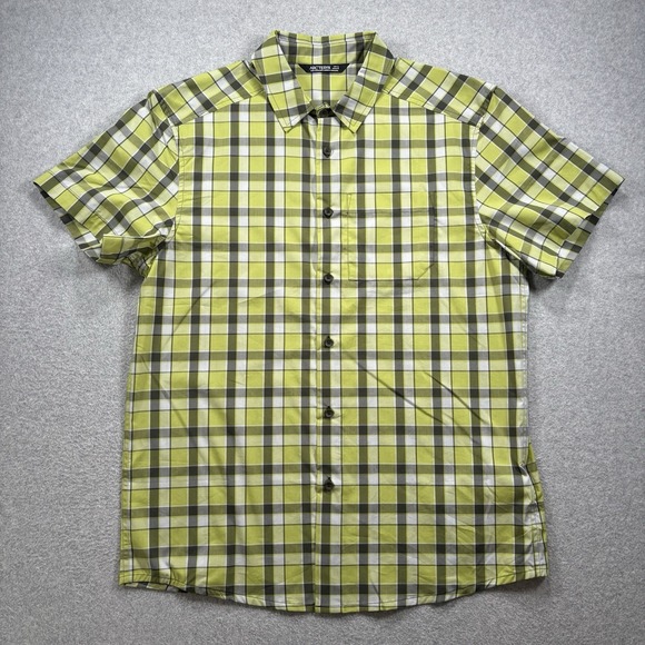 Arc'teryx Other - Arc'teryx Brohm SS Shirt Mens Large Green Gray Button Up Plaid Cotton Blend